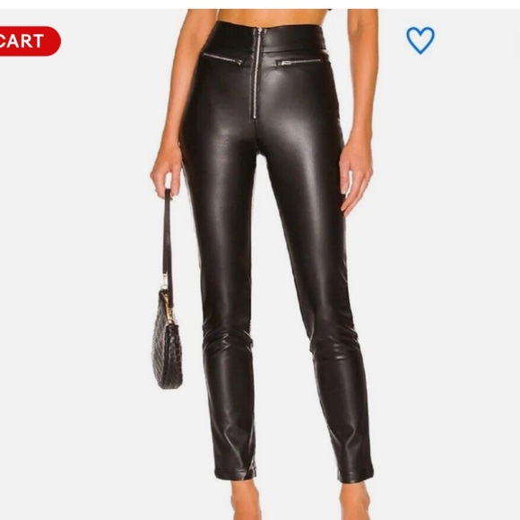 superdown Pants - Superdown ‘Adonia’Black faux leather high-waist moto pants, size small